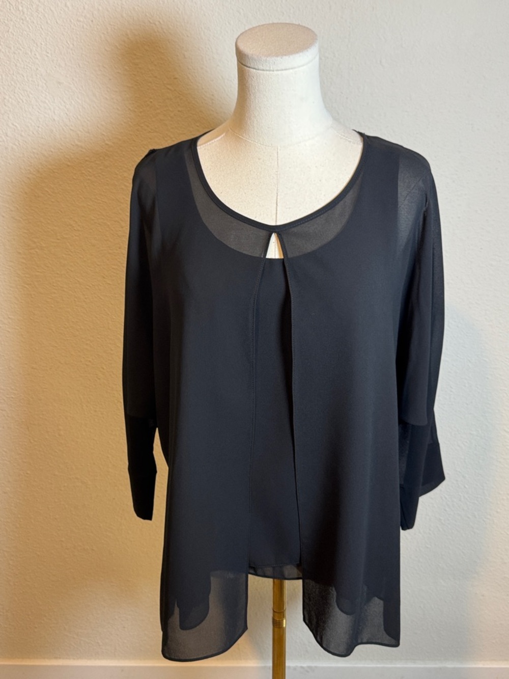 NWT Staples Black Sheer Overlay Blouse & Matching Tank AS IS size Small